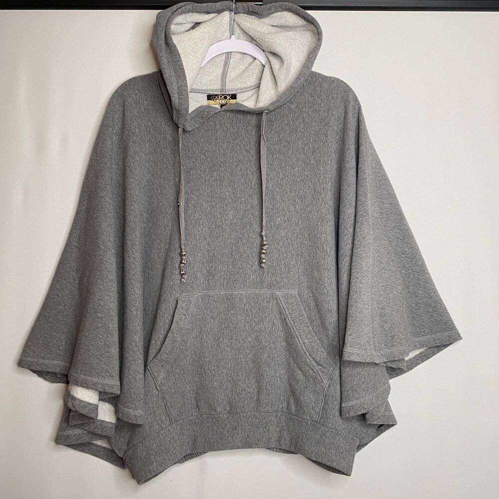 LaRok Luxe Oversize Hooded Poncho Sweatshirt Made in USA Size S